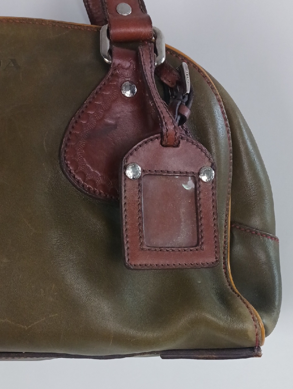 PRADA VTG OLIVE AND BROWN AS IS. - Picture 2 of 8